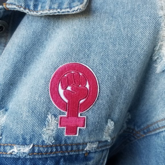 FAshion Nova LGBTQ distressed denim jacket - Picture 1 of 13